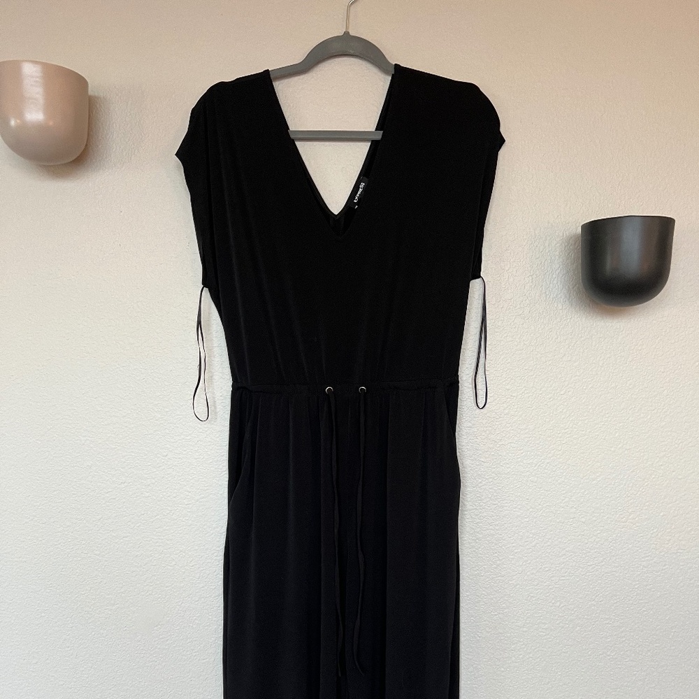Express Black Double V Jumpsuit (S)